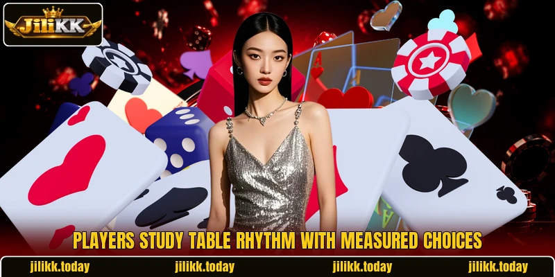 Players study table rhythm with measured choices Players study table rhythm with measured choices