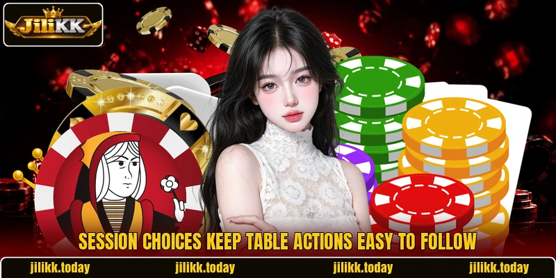 Session choices keep table actions easy to follow Session choices keep table actions easy to follow